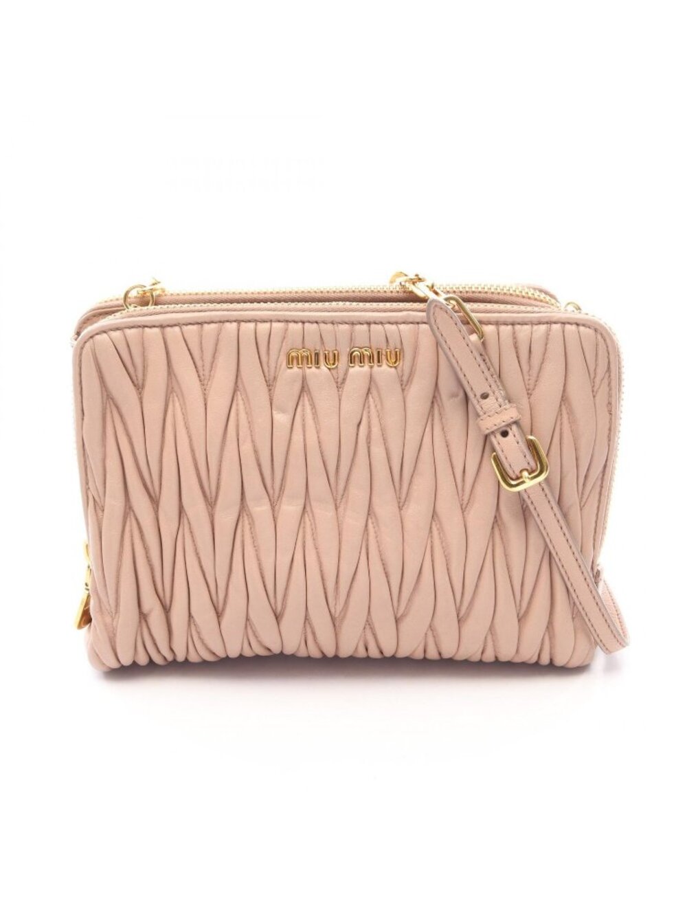 Miu Miu Shoulder Bag Matelasse Baby Pink Leather Chain